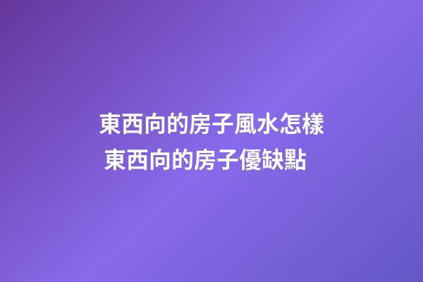 東西向的房子風水怎樣 東西向的房子優缺點